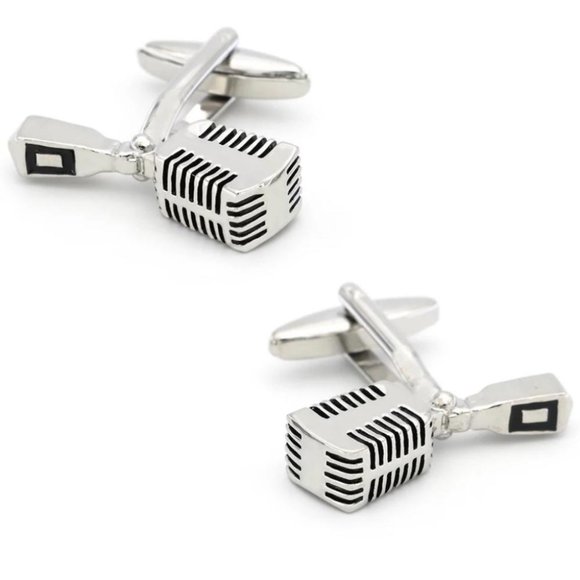Timeless Microphone Stainless Steel Cuff Links - Picture 3 of 5